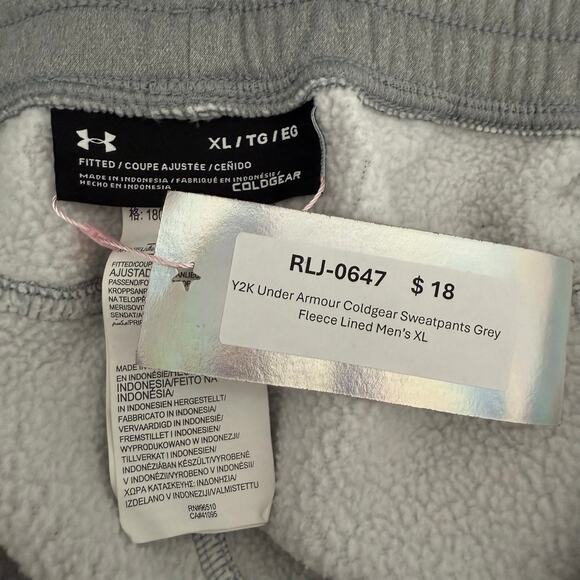 Y2K Under Armour Coldgear Sweatpants Grey Fleece Lined Men’s XL - Picture 5 of 6